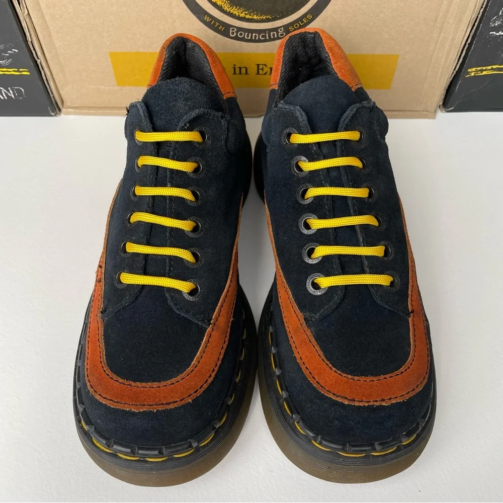 Vintage Dr. Martens MIE Blue Orange Stripe Chunky Oxfords Shoes UK 6 - Picture 3 of 16